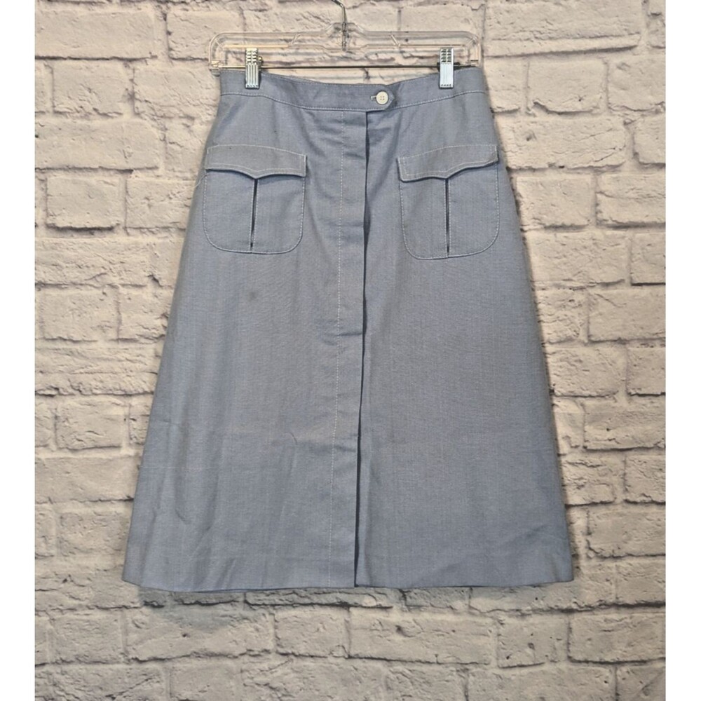 MJ Concepts Vintage Chambray button up midi skirt with pockets and hidden button